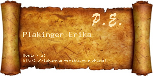 Plakinger Erika névjegykártya